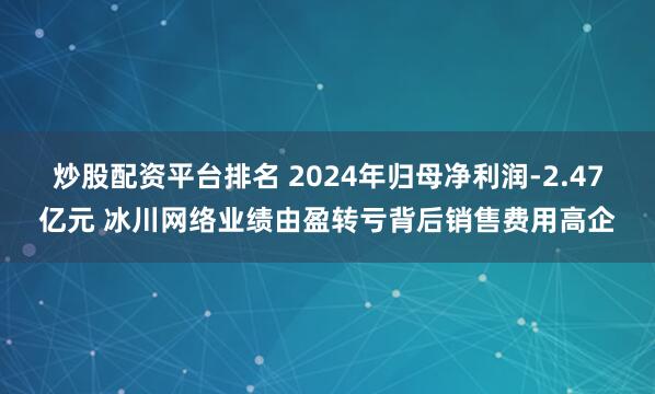 炒股配资平台排名 2024年归母净利润-2.47亿元 冰川网络业绩由盈转亏背后销售费用高企