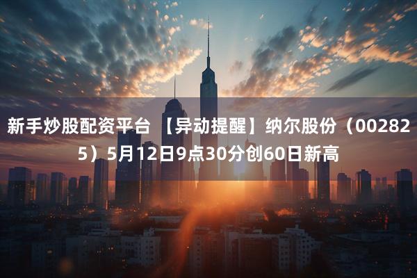 新手炒股配资平台 【异动提醒】纳尔股份（002825）5月12日9点30分创60日新高