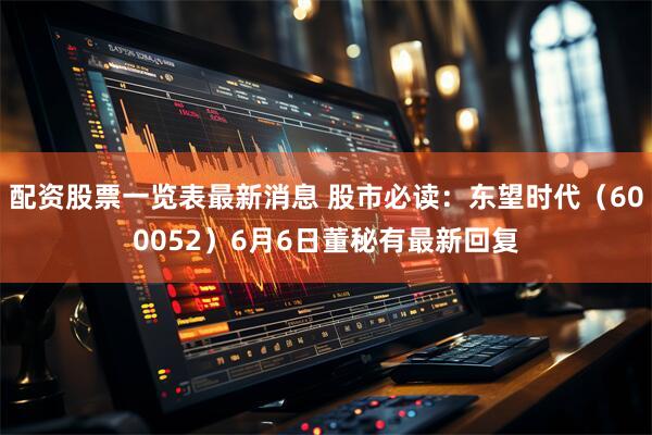 配资股票一览表最新消息 股市必读：东望时代（600052）6月6日董秘有最新回复