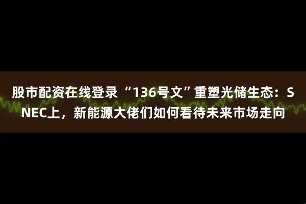 股市配资在线登录 “136号文”重塑光储生态：SNEC上，新能源大佬们如何看待未来市场走向
